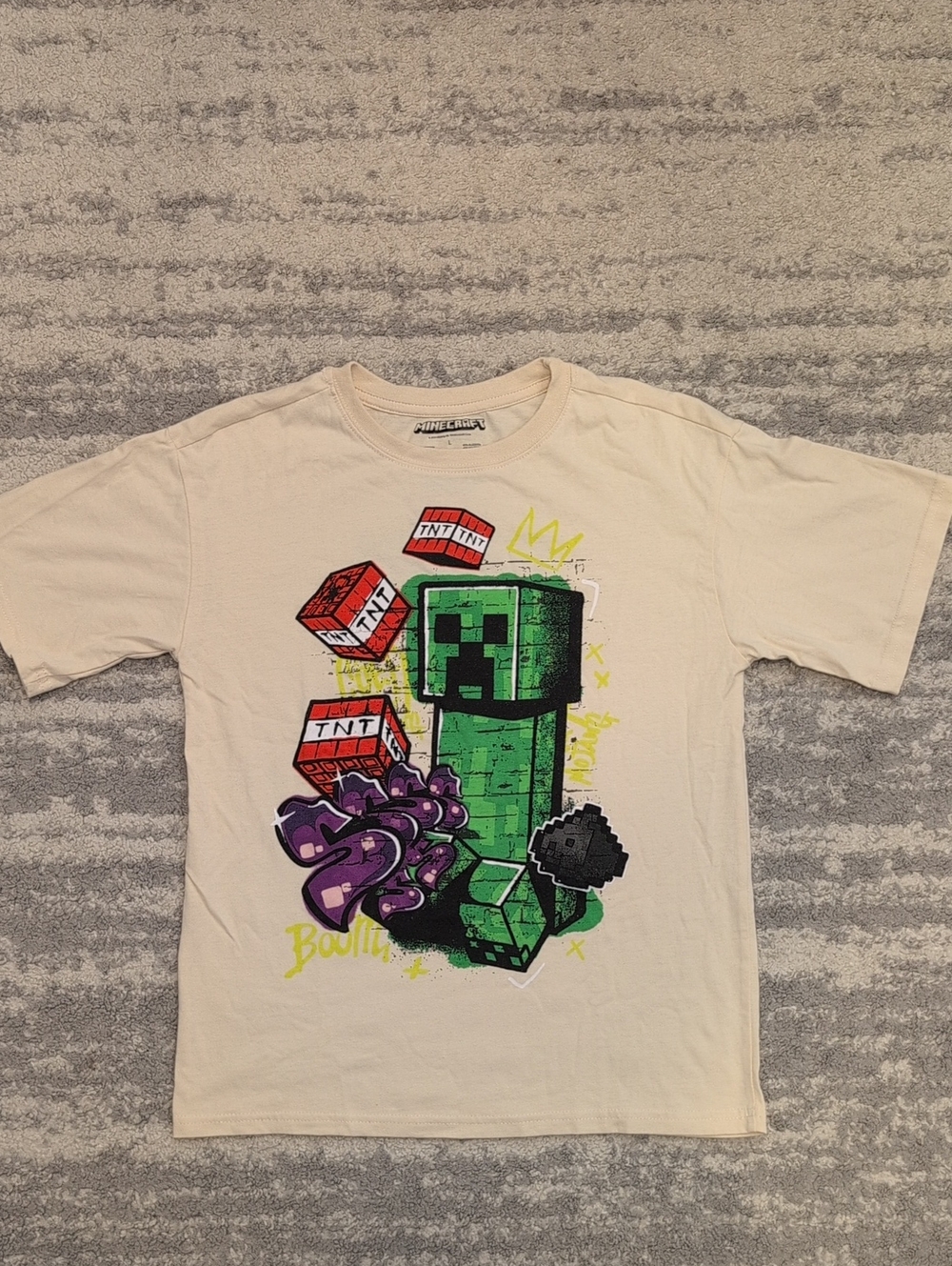 Minecraft Kids Cream Short-Sleeve Creeper Graphic Tee